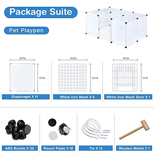 BRIAN & DANY Pet Plastic Playpen, Play Pen Indoor for Kitten, Hamster, Rabbit, Guinea Pig, Clear Enclosure Fence, 17.7 X 13.7 inches, 18 Panels - style: 41.3"L x 27.5"W x 17.7"H