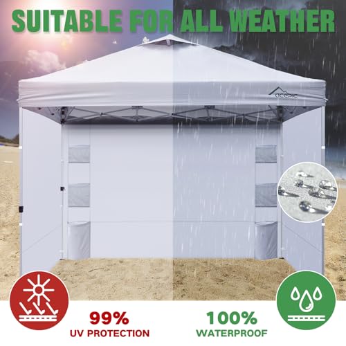 Acepic Instant Canopy Sidewalls 10x10 FT for Pop Up Canopy, Waterproof and UV Protection, 300D Polyester Canopy Walls with 6 Pockets, White/Silver(3PCS Sidewall Only, Canopy Tent NOT Included)