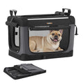 Feandrea Collapsible Dog Crate, 24-Inch Portable Dog Travel Crate for Small Dogs, Oxford Fabric Pet Carrier with 4 Mesh Doors, Handles, Storage Pocket, Water Bottle Holder, Ink Black UPDC016B01 - size: 24.0"L x 16.5"W x 16.5"H
