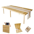 Amdermi Folding Picnic Table with Table Runner, Portable Boho Low Picnic Table for Indoor Outdoor, 60" x 30" Wooden Table for Camping, Wedding, Beach, Garden, Party(Large Size for 6-8)