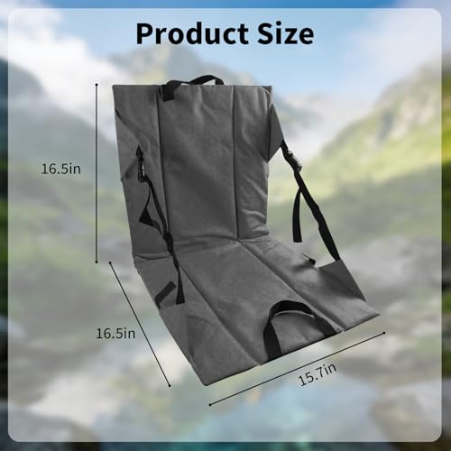 Folding Stadium Seat Cushion with Backrest, Portable Bleacher Pad for Camping, Fishing,15.8'' x 16.5'',Lightweight Chair with Backrest for Outdoor Sports and Concerts (Grey) - color: Grey
