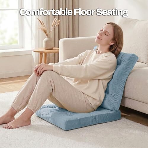 Meditation Cushion, Floor Cushion for Adults, Velvet Floor Pillow for Sitting, Tufted Seat Cushion for Yoga, Living Room, Bedroom & Reading Nook, Machine Washable, 22 x 22 Inch, Blue - color: Blue, size: 1pack