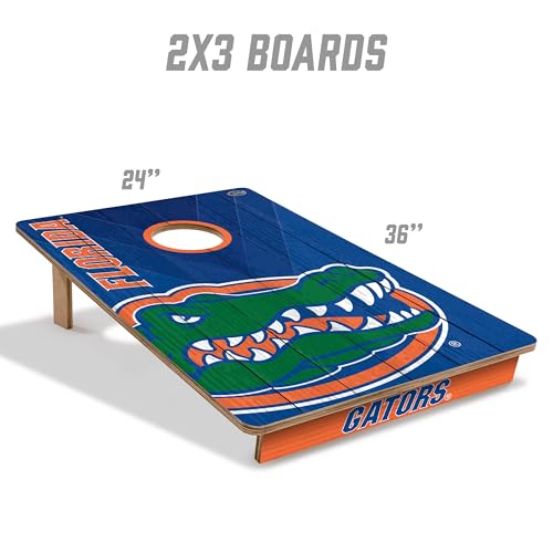 YouTheFan NCAA 2’ x 3’ Wood Cornhole Game with Logo Bags - color: Florida Gators, size: 2' X 3'