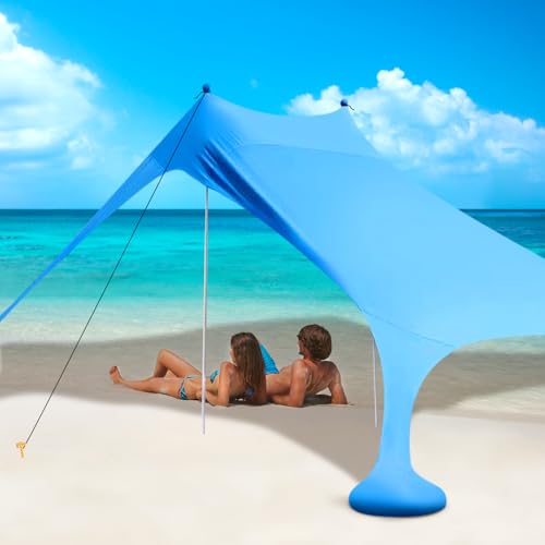Beach Tent Shade Canopy with UPF50+ Protection Sun Shelter Umbrella Portable Camping Tents with Sandbags Poles and Ground Pegs and Anti-Wind Ropes for Beach Outdoor Camping Backyard Picnics 7.5X7.5Ft - style: 7.5x7.5FT beach tent