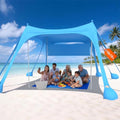HOPERAN Beach Tent Sun Shelter, UPF50+ UV Protection, 10x10FT Pop Up Shade Beach Canopy Windproof for Outdoor Camping, Fishing, Picnics with 8 Sandbags, 1 Beach Mat, 1 Sideshade, 4 Stability Poles - color: 10x10 FT Sky Blue