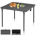 Kasunpul 34" Folding Table, Portable Square Folding Card Table with Collapsible Legs & Carrying Handle, Plastic Tables for Camping,Picnic, Office, Party, Grey - color: Grey