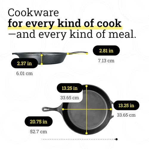 Lodge Seasoned Cast Iron Skillet 13.25 Inches - PFAS-Free, Non-Toxic Cookware - Use with an Oven, Stove, Grill, or Campfire - Naturally Non-Stick & Oven Safe - size: 13.25 Inch (1 Count)