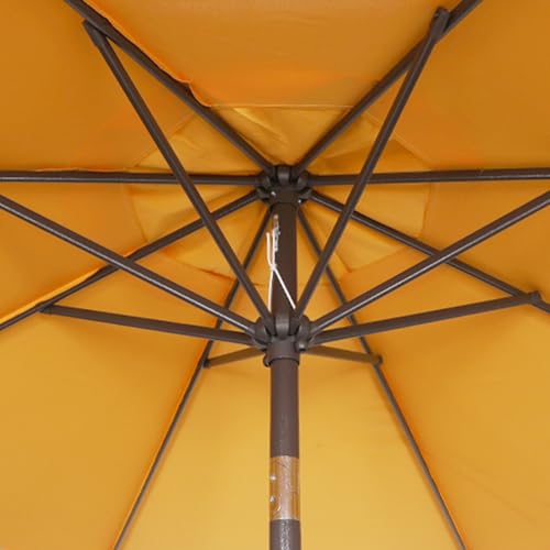 Blissun 9' Outdoor Patio Umbrella, Outdoor Table Umbrella, Yard Umbrella, Market Umbrella with 8 Sturdy Ribs, Push Button Tilt and Crank - color: Golden Yellow