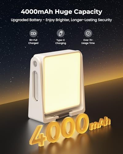 2 Pack Camping Light Lanterns, 4000mAh Camping Lamp Rechargeable Battery Powered 2-in-1 LED Lanterns, Flashlight Lights for Camping, Hiking, Emergency Lights for Home Power Outages, White - color: White-2P