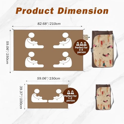 Picnic Blanket Waterproof – Packable Sand Proof Beach Blanket (0.42lb/0.66lb), Compact & Foldable, Fits in Pocket with Integrated Stakes, Ideal for Camping, Hiking, Travel, Concert, Festival - size: Coffee Puppy 59.06" x 39.37" for 1-2 persons