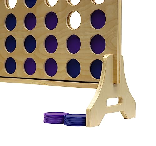 Tailgating Pros Premium Giant Four in a Row with Carrying Case - Jumbo Oversized Outdoor Yard Game - Connect Multiple Pucks in a Row to Win - Many Puck Colors Available! - color: Blue / Purple
