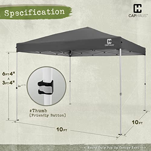 Fencer Wire 10ft x 10ft Pop Up Canopy Tent, Heavy-Duty Commercial Grade with Patented One-Push Central Locking, Portable and Instant Folding Shelter with Wheeled Carry Bag and Weight Bags, Dark Grey - color: Dark Grey, style: 10x10