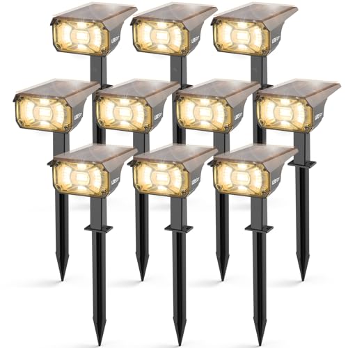 LEREKAM Solar Spot Lights Outdoor Landscape Lights, IP65 Outdoor Waterproof Spotlights, 40 LED's Outdoor Solar Lights for Yard Palm Trees Driveway Patio Pool 10 Pack - color: Warm White, size: 10 Pack