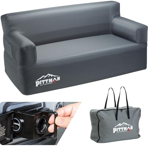 Pittman - Inflatable Couch with Built in Pump for Outdoors & Indoors - Blow Up Couch for Camping, Glamping or Home use has Heavy Duty Puncture Resistant Fabric for Inflatable Sofa Comfort & Durability - size: Sofa