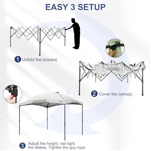 KAMPKEEPER 12x12 Pop Up Canopy Tent,Heavy Duty Outdoor Sun Shade for Events,Camping,Parties - Polygonal Patio Gazebo with Wheeled Bag,4 sandbags (White, 12x12FT) - color: White, size: 12x12FT