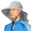 SUN CUBE Wide Brim Sun Hat with Neck Flap, UPF50+ Hiking Safari Fishing Hat for Men Women, Sun Protection Beach Hat - color: Light Grey