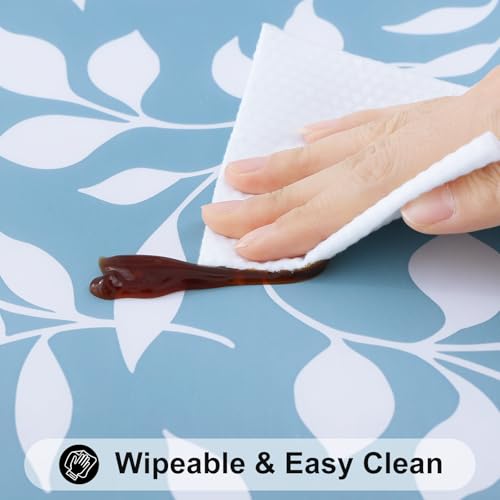 Smiry Square Table Cloth Cover, Waterproof Elastic Fitted Picnic Tablecloth, Wipeable Flannel Backed Vinyl Tablecloths for Camping, Dining, Outdoor (Baby Blue, 36" x 36") - color: Baby Blue, size: 36" x 36" (Square)