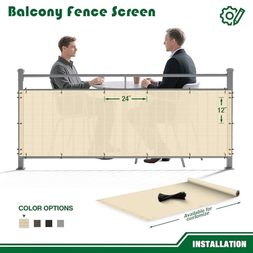 2.5'x4' Balcony Privacy Screen Fence Panels Outdoor Deck Shade Fencing, Apartments Railing Cover UV Protection Outside Screen for Patio Porch, Beige - color: Beige, size: 2.5'x4'