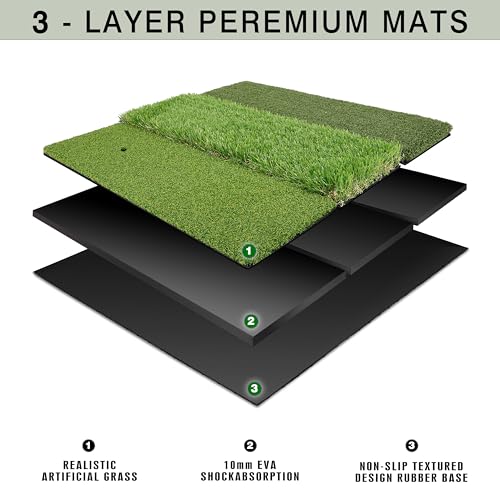 Premium Golf Hitting Mat, 10mm Foam Padding with Rubber Backing Golf Mat, Golf Practice Mat for Indoor and Outdoor Training - style: Tri-Turf Mat