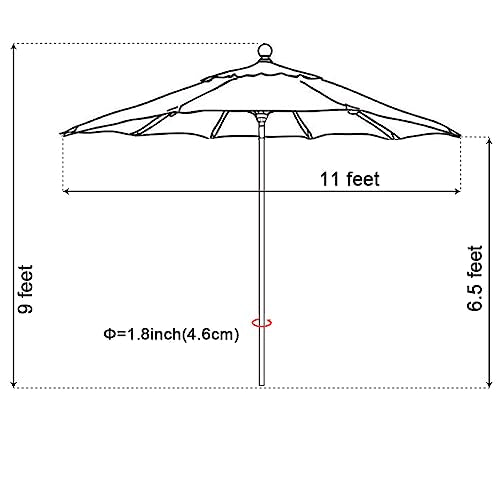 EliteShade USA 10-Year-Non-Fading 11Ft Market Umbrella Patio Outdoor Cylinder Auto Push-up Table Umbrella with Ventilation, Heather Beige - color: Heather Beige, style: 11ft