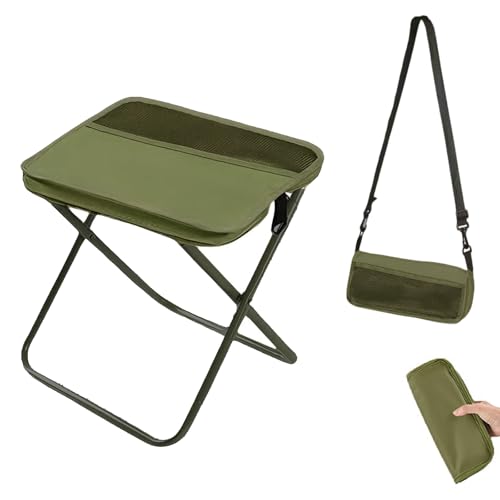 Collapsible Stool Folding Stool for Adults, Foldable Backpack Stool Portable Chair Heavy Duty Compact Travel Camping Stool with Storage Pocket, Portable Folding Seat for Fishing Hiking (Green, S) - color: Green, size: Small