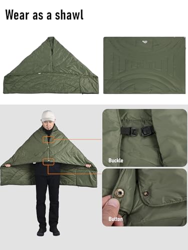 iClimb 3M Thinsulate Insulation Warm Camping Blanket Ultralight Compact - color: Green, size: 39” × 57”, 0.62 lb