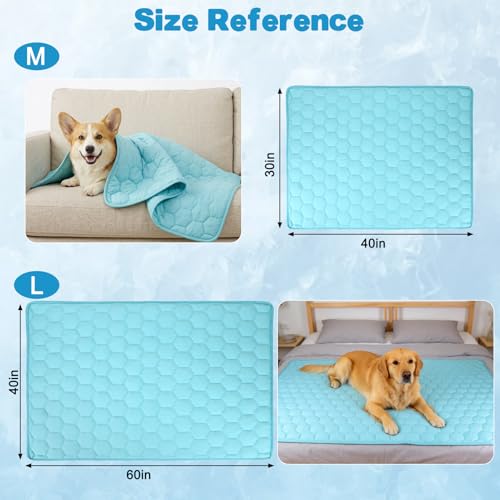 Vivifying Cooling Blanket for Dogs, Q-MAX>0.5 Waterproof Reversible Dog Cooling Mat, Soft Pet Throw Cooling Mat for Couch, Bed, Crate, Car Seat, Breathable Summer Cat Bed Blanket 30 x 40 Inches - size: M(30"x40")
