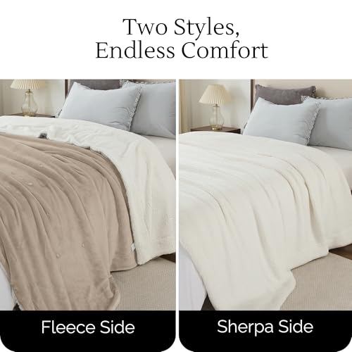 Waterproof Blanket for Bed Intimacy (80"x 60" Queen Size) Reversible Fleece | Sherpa, Love Blanket, Water Proof TPU Stain Proof Couch Furniture Mattress Winter Large Dog Bed Cover - Beige - color: Beige, size: 80 x 60 inch