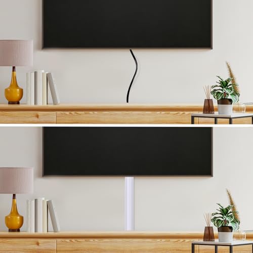 Rubber Bond TV Cord Hider Cable Protector - Strong Self Adhesive Wall Cord Cover Cable Hider - Low Profile Cable Management Wall Cord Concealer Cable Raceway - color: White, size: 4 Feet, style: 1 Cord
