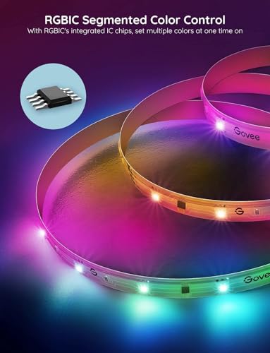 Govee RGBIC Alexa LED Strip Light 16.4ft, Smart WiFi LED Lights Work with Alexa and Google Assistant, Segmented DIY, Music Sync, Color Changing LED Strip Lights for Room, Bedroom, Holiday - size: 16.4ft