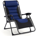 Backyard Expressions Deluxe XL Padded Recliner Zero Gravity Chair – Ergonomic Anti-Gravity Lounger with Folding Design, Side Tray, and Adjustable Headrest - color: Black/Blue