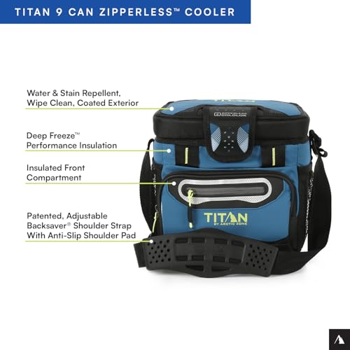 Titan by Arctic Zone Deep Freeze Cooler - Zipperless Hardbody Cooler - Deep Freeze Insulation, HardBody Liner, and SmartShelf - color: Marine Blue, size: 9 Can