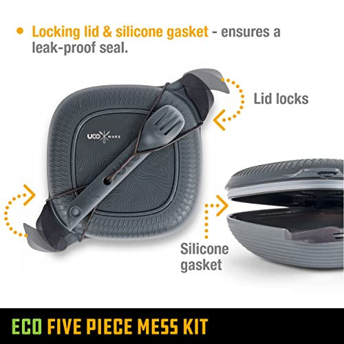 UCO Recycled ECO 5-Piece Camping Mess Kit with Bowl, Plate, Switch Spork Utensil Set - color: Midnight