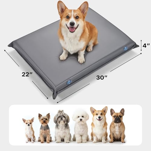 Veehoo Outdoor Waterproof Dog Bed, Water-Resistant Orthopedic Dog Bed for Small Medium Dogs 30 Inch Pet Bed Crate Pad Mattress, Gray