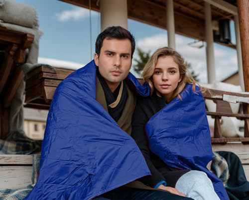 Wind Tour Warm Polar Fleece Blanket Picnic Outdoor & Beach, Machine Washable Camping Quilt for Cold Weather, Adventure, Sleeping, Backpacking (Dark Blue) - color: Dark Blue