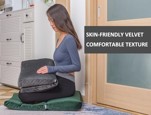 Meditation Cushion,Velvet Meditation Pillow and Zabuton 2-in-1 Portable Design(50 * 70CM). (Dark Gray, Service H：9cm) - color: Dark Gray