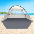 COMMOUDS Beach Tent Sun Shade for 3/4/6/8 Person, UPF 50+ Beach Sun Shelter Canopy Tent, Lightweight, Easy Set Up and Carry - color: CreamyGray, size: 3 Person