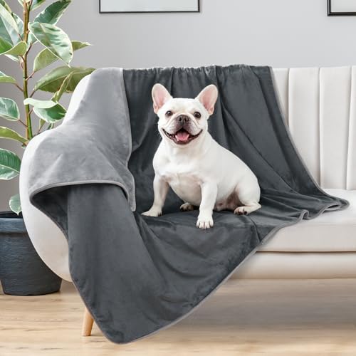 LOOBANI Waterproof Dog Blanket for Bed: Spill-Proof Puppy Blankets for Small Medium Dogs Washable, Reversible Soft Flannel Pet Throw for Couch Sofa Cover, Crate, Travel, Picnic, 30" x 40", Grey - color: Grey, size: 30" x 40"