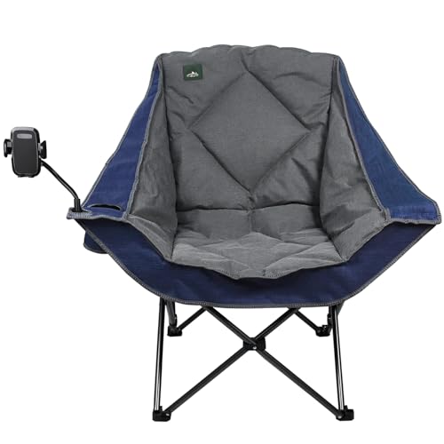 Northroad Oversized Foldable Camping Chair with Cell Phone Holder,Outdoor Padded Lawn Chair w/Cup Holder,Carry Bag for Beach, Hiking, and Picnics,Heavy-Duty 300-lbs Capacity, Blue - color: Blue With Phone Holder