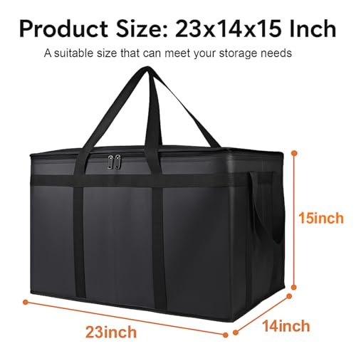 Bodaon Large 2-Pack Insulated Food Delivery Bag With Hard Bottom, XXXL Grocery Shopping/Catering/Bags, Rideshare Delivery Bag, Cold/Hot Styrofoam Carrier for Travel/Car - color: Black, size: XXX-Large(with Hard Bottom)