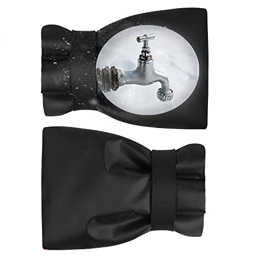 BoArt Outdoor Faucet Cover Socks for Winter Freeze Protection, 7.09" W x 9.06" H, Hose Bib Covers for Wall Taps Outside, Waterproof & Frost Free Insulated Spigot Cover, 2 Pcs Faucet Socks Black