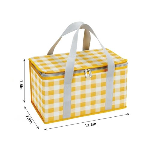 2pcs Insulated Picnic Bag Reusable Cooler Bags with Zipper Top, Foldable Picnic Basket for Food Storage，Portable Picnic Basket for Outdoor Camping, Party, Beach Trip (B) - color: B