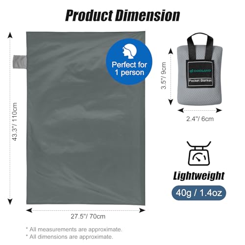 Odoland Beach Blanket Picnic Blanket, 43.3" x 27.5" SandProof Waterproof Outdoor Pocket Blanket with Portable Bag, Foldable Lightweight Sand Free Beach Mat for 1 People Hiking, Camping, Travel, Grey - color: Gray, size: 27.5" x 43.3"(1 People)