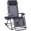 Outsunny Outdoor Rocking Chairs, Foldable Reclining Zero Gravity Lounge Rocker with Pillow, Cup & Phone Holder, Combo Design with Folding Legs, Black - color: Black, size: 1 Pack
