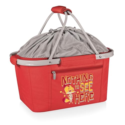 Picnic TIME Metro Shopping Basket Cooler, Insulated Collapsible Picnic and Market Basket with Aluminum Frame and Drawstring Top for Travel and Groceries - color: Disney Zootopia - Red