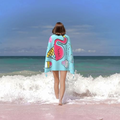 Cute Mermaid Beach Towel for Kids/Boys/Toddler/Baby, Personalized Microfiber Flamingo Beach Towels Bulk, Quick Dry Beach Towel for Pool, Lightweight Bath Towels Oversized Clearance 30"x 60" - color: Ice Cream, size: 30"x 60"