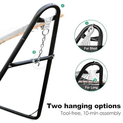 gafete Universal 2 Person Hammock Stand Only, 600 lbs Capacity, Fits 9 to 14ft Hammocks, Adjustable Double Heavy Duty Powder-Coated Steel Stand for Outside, Multi-Use (Black) - color: Black