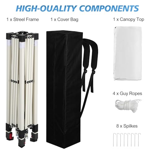WEIZE 10x10 Slant Legs Pop Up Canopy Tent, 1-Button Push Setup Canopy Tent, Adjustable Height Instant Portable Shelter, Protable Backpack, Easy Outdoor Sun Shade for Events, 8x8 Top, White - color: White