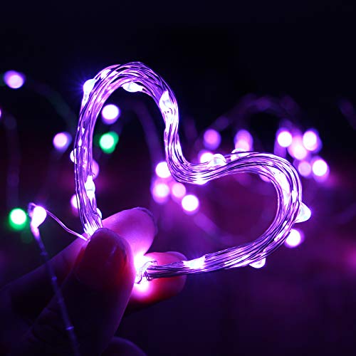 XINKAITE Purple Fairy Lights - Waterproof LED Starry String Lights for Indoor & Outdoor DIY Decoration, Home Parties, Christmas Holiday (10FT/3Meters) - color: Purple, size: 10ft