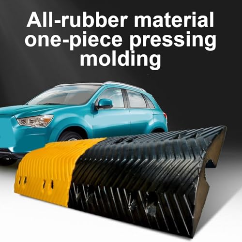Rubber Cable Protector Ramp Anti-Slip Wear-Resistant Outdoor Cable Cover Yellow Black Striped Cable Protector for Parking Lots(9.5x35x100cm/3.7x13x39in) - size: 9.5x35x100cm/3.7x13x39in